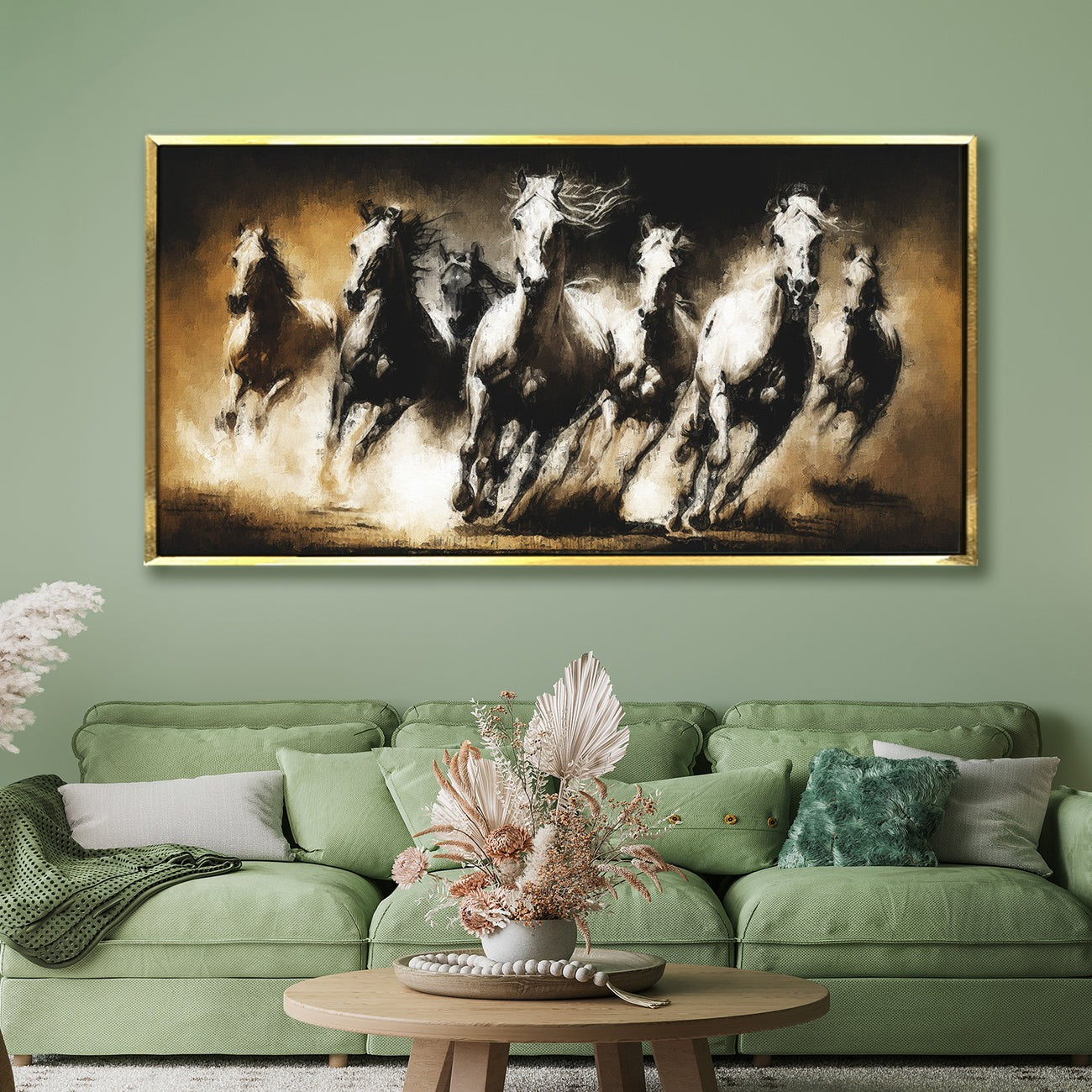 Seven Running Horses Vastu Canvas Paintings 
