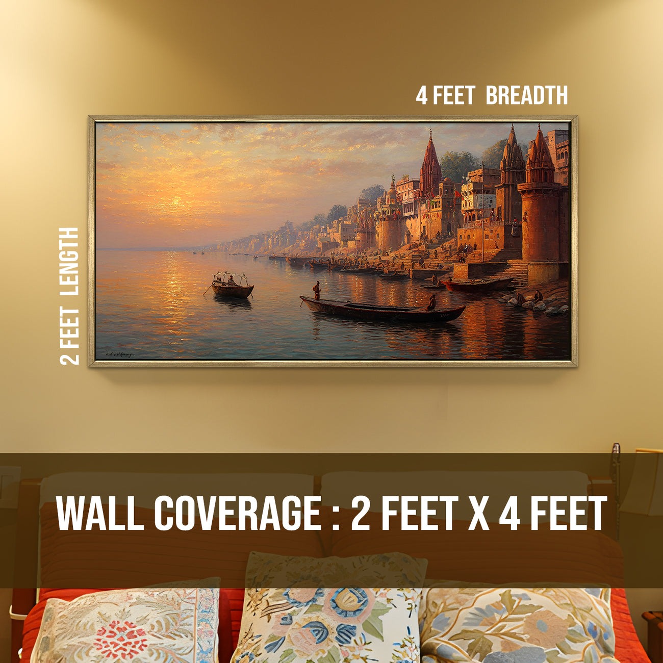 Banaras Ghats Canvas Painting for Home and office wall decoration