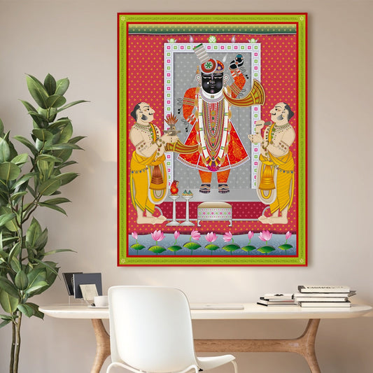 Shreenathji Pichwai Canvas Wall Art Traditional Indian Decor