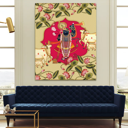 Shreenathji Pichwai Wall Art Traditional Indian Canvas Home Decor
