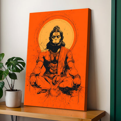 Sacred Lord Hanuman Canvas Wall Painting for Spiritual Home Décor