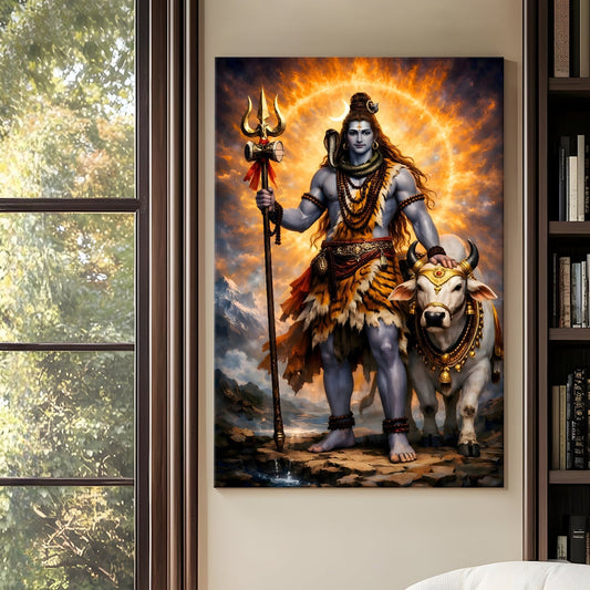 Lord Shiva Wall Art Canvas Painting for Home & Office Décor