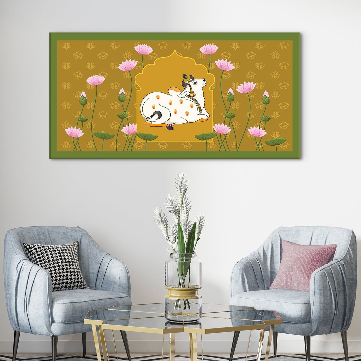 Traditional Indian Pichwai Canvas Wall Art Painting for Home Decor