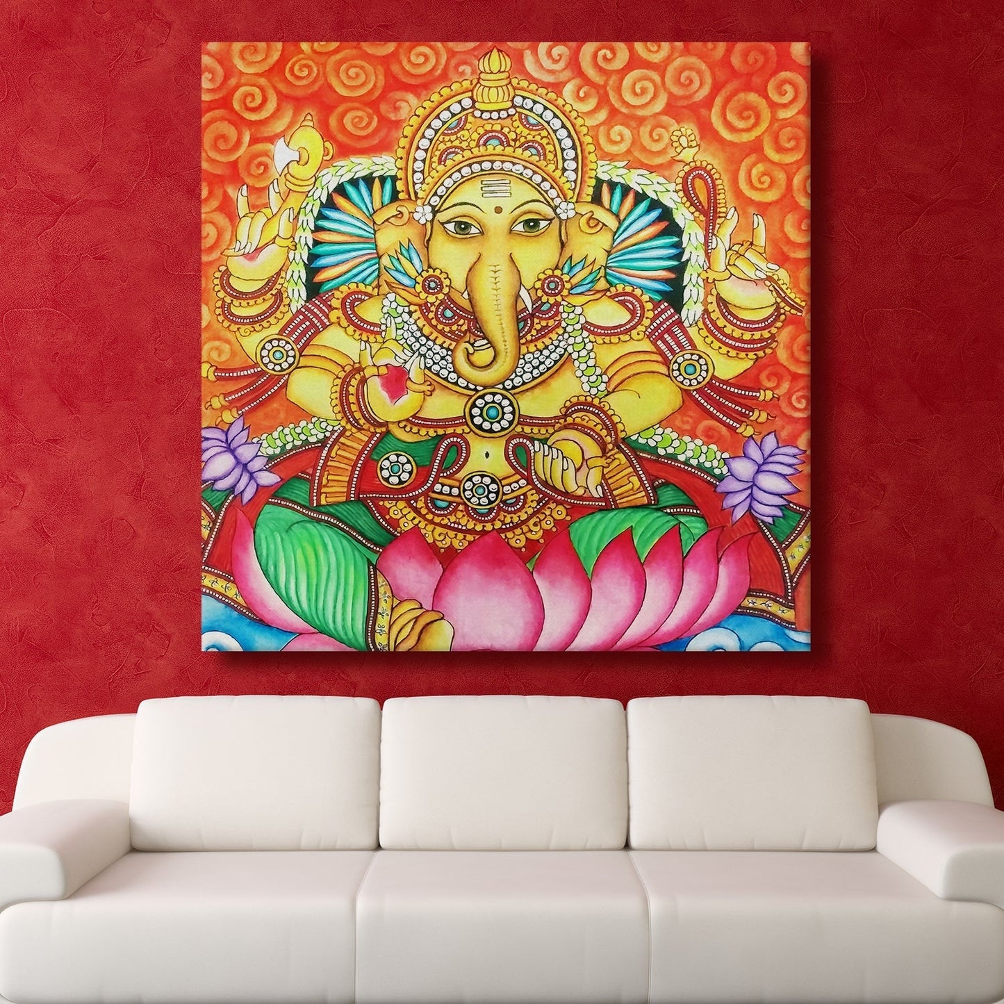 Kerala Mural Style Canvas Painting for Classic Ethnic Wall Décor