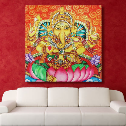 Kerala Mural Style Canvas Painting for Classic Ethnic Wall Décor