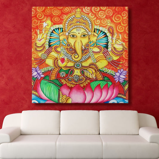 Kerala Mural Style Canvas Painting for Classic Ethnic Wall Décor