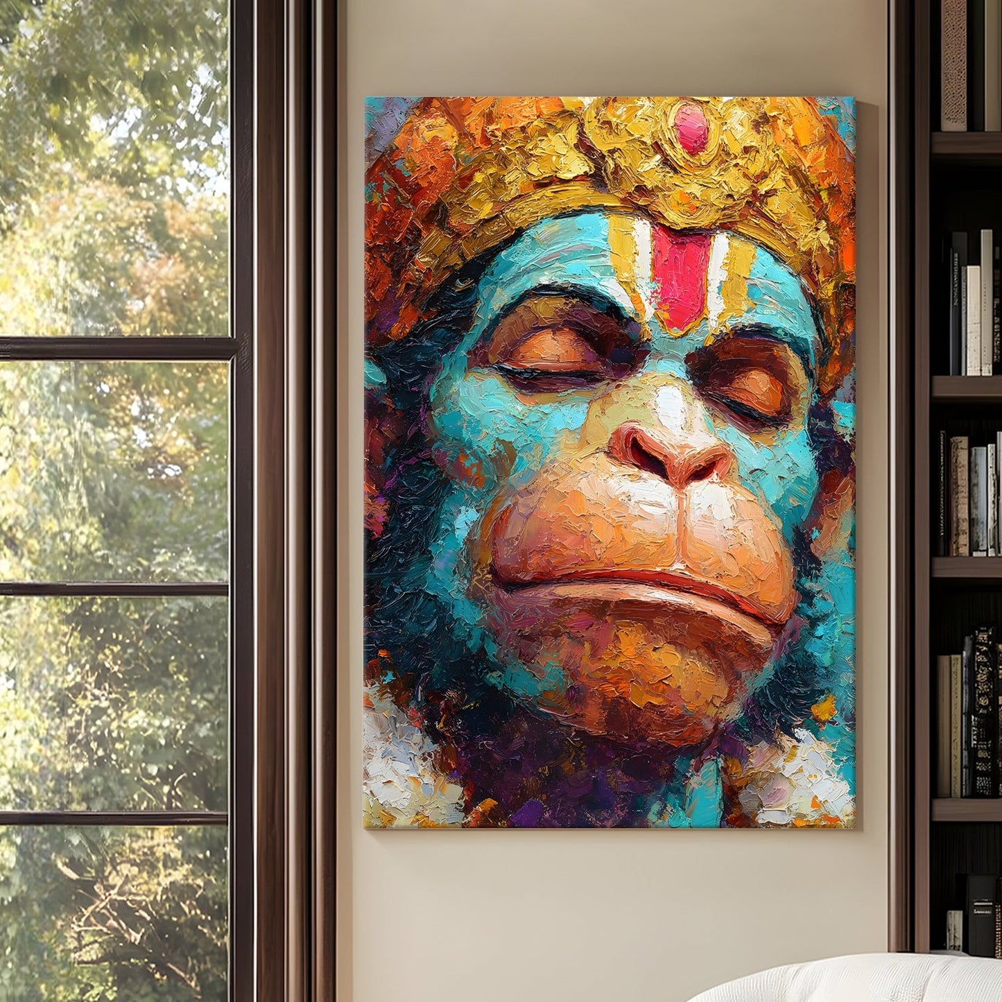 Lord Hanuman Devotional Canvas Wall Art Painting for Home Décor
