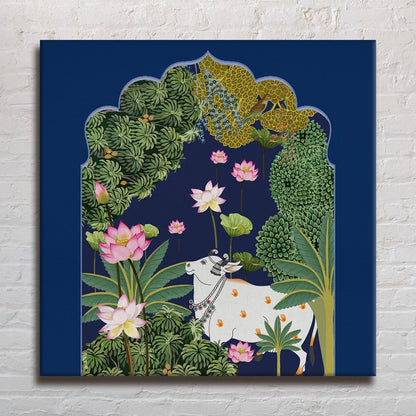 Indian Traditional Pichwai Canvas Painting Wall Art for Home Decor