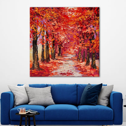Autumn Tree Forest Canvas Wall Art Painting 
