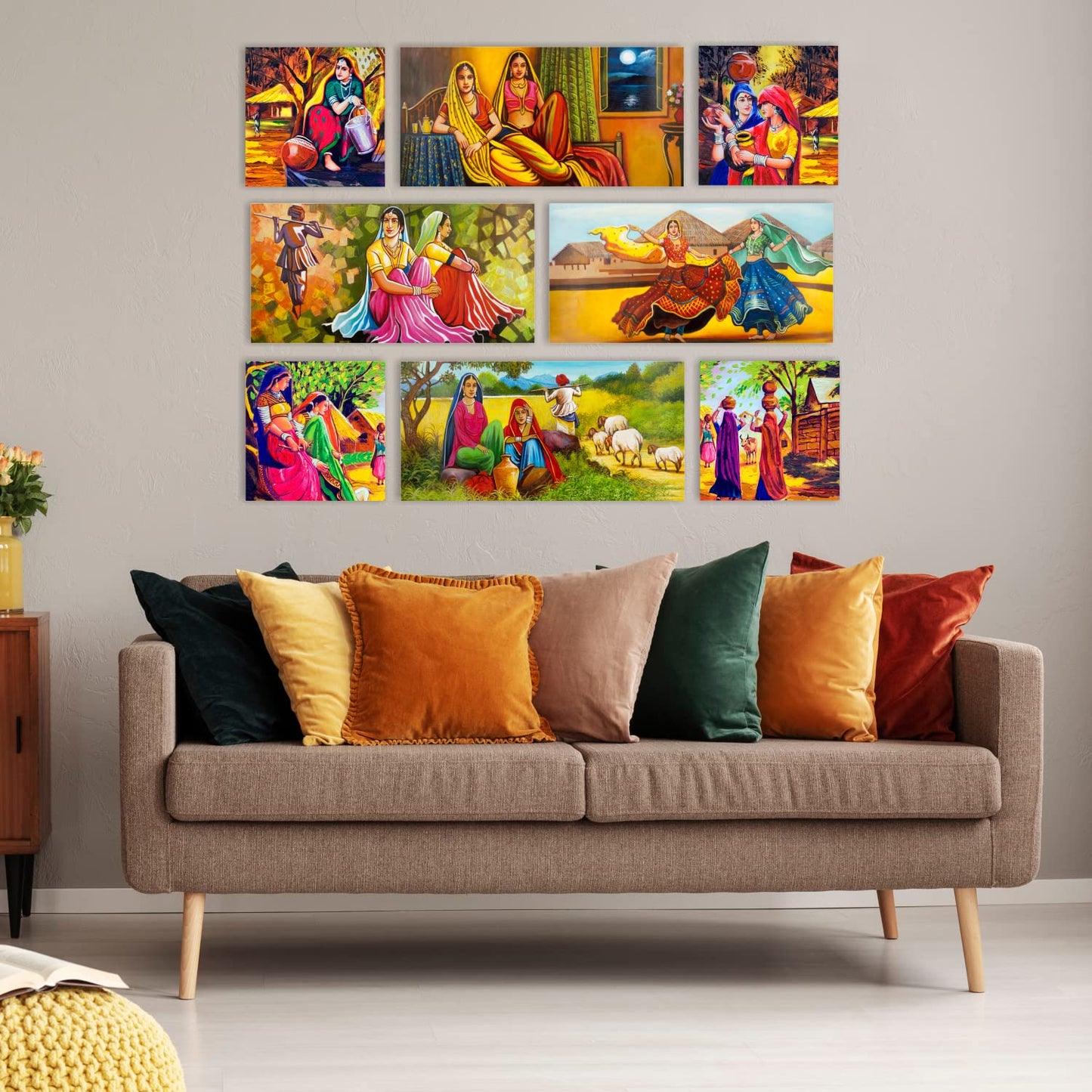 Ethnic Indian Village Canvas Wall Art Painting