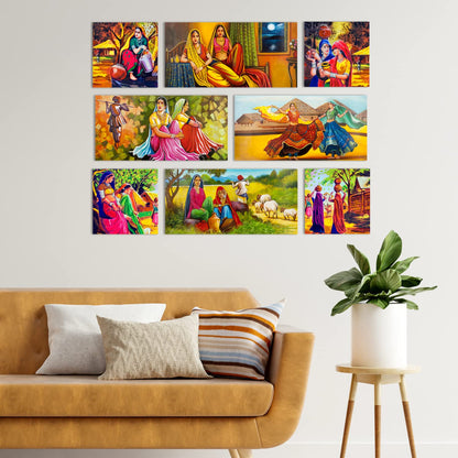 Ethnic Indian Village Canvas Wall Art Painting