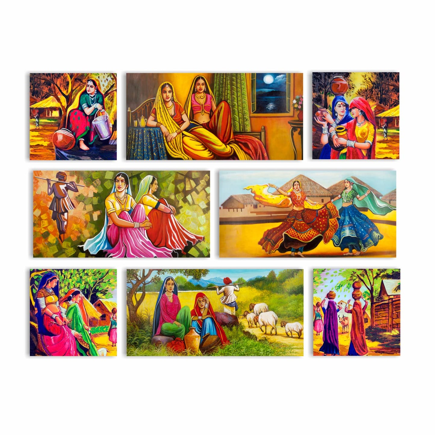 Ethnic Indian Village Canvas Wall Art Painting