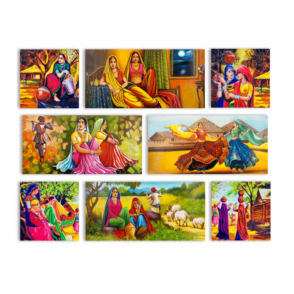 Ethnic Indian Village Canvas Wall Art Painting
