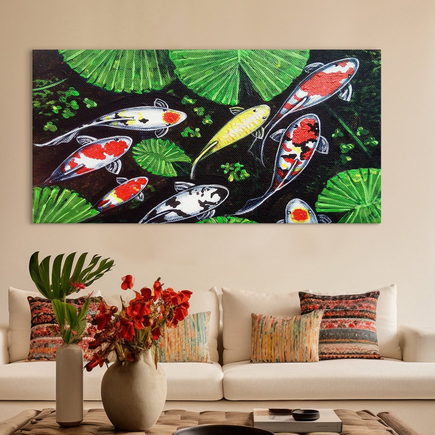 Koi Fish Canvas Wall Art Painting 