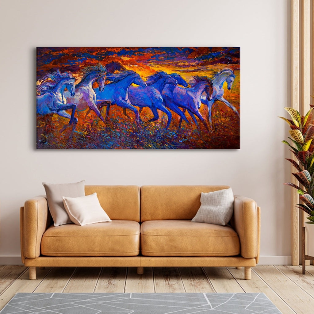 Seven Running Horses Canvas Wall Art Painting