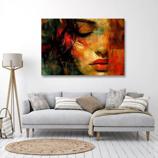 Half Face Girl Canvas Wall Art 