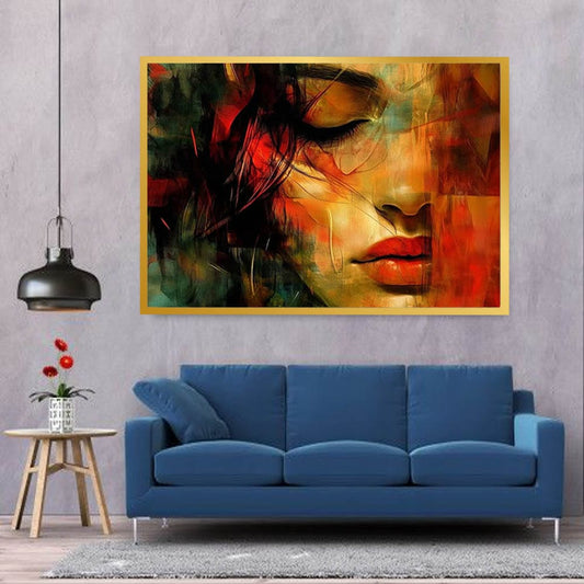Half Face Girl Canvas Wall Art 
