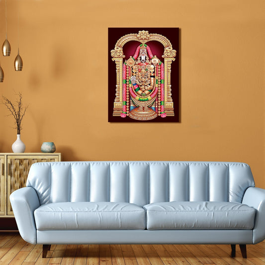 Hindu God Tirupati Venkatachalapathy Canvas Painting frame for home and office (24in x 18inch).