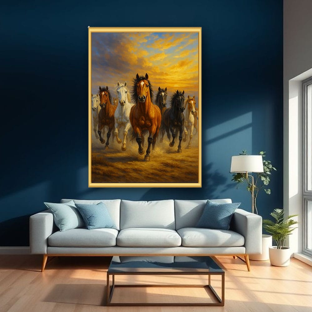 Seven Running Horses Canvas Wall Painting 