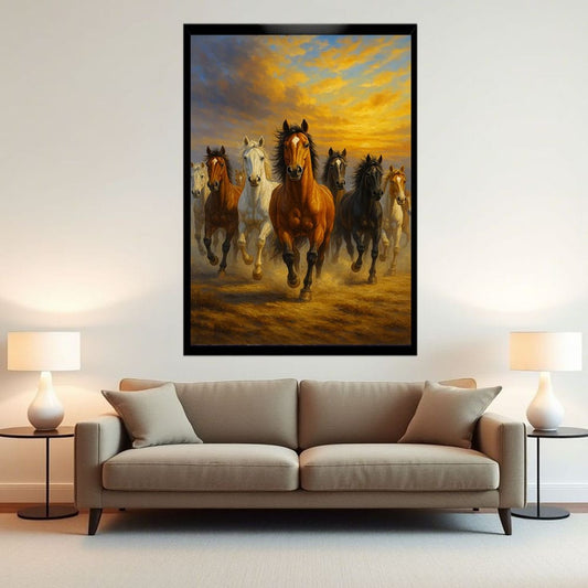 Seven Running Horses Canvas Wall Painting 