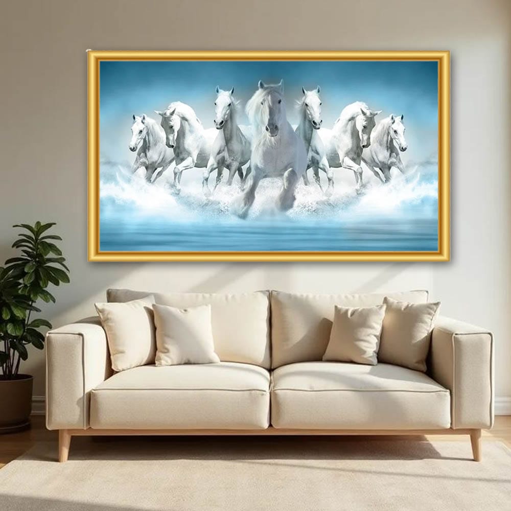 7 Horses Vastu Canvas Wall Painting