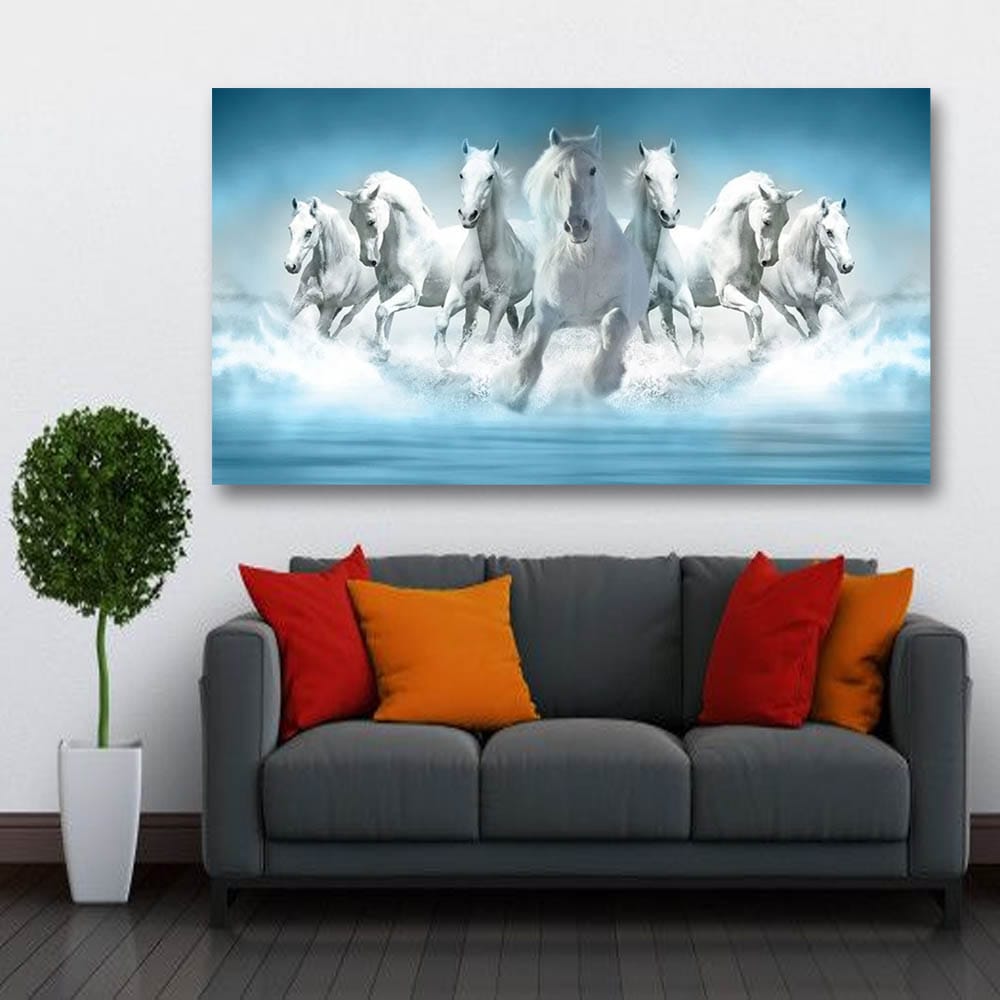 7 Horses Vastu Canvas Wall Painting