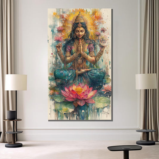 Lakshmi ji Canvas Wall Painting