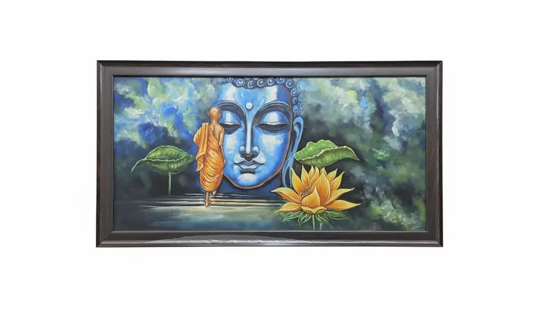 Serene Buddha Canvas Hand Painting Artwork for Peaceful Home Decor
