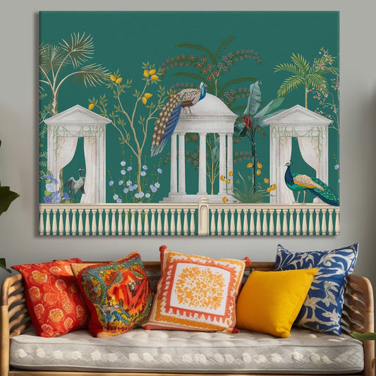 Mughal Garden & Peacock Exquisite Ethnic Wall Painting