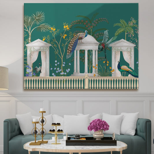Mughal Garden & Peacock Exquisite Ethnic Wall Painting