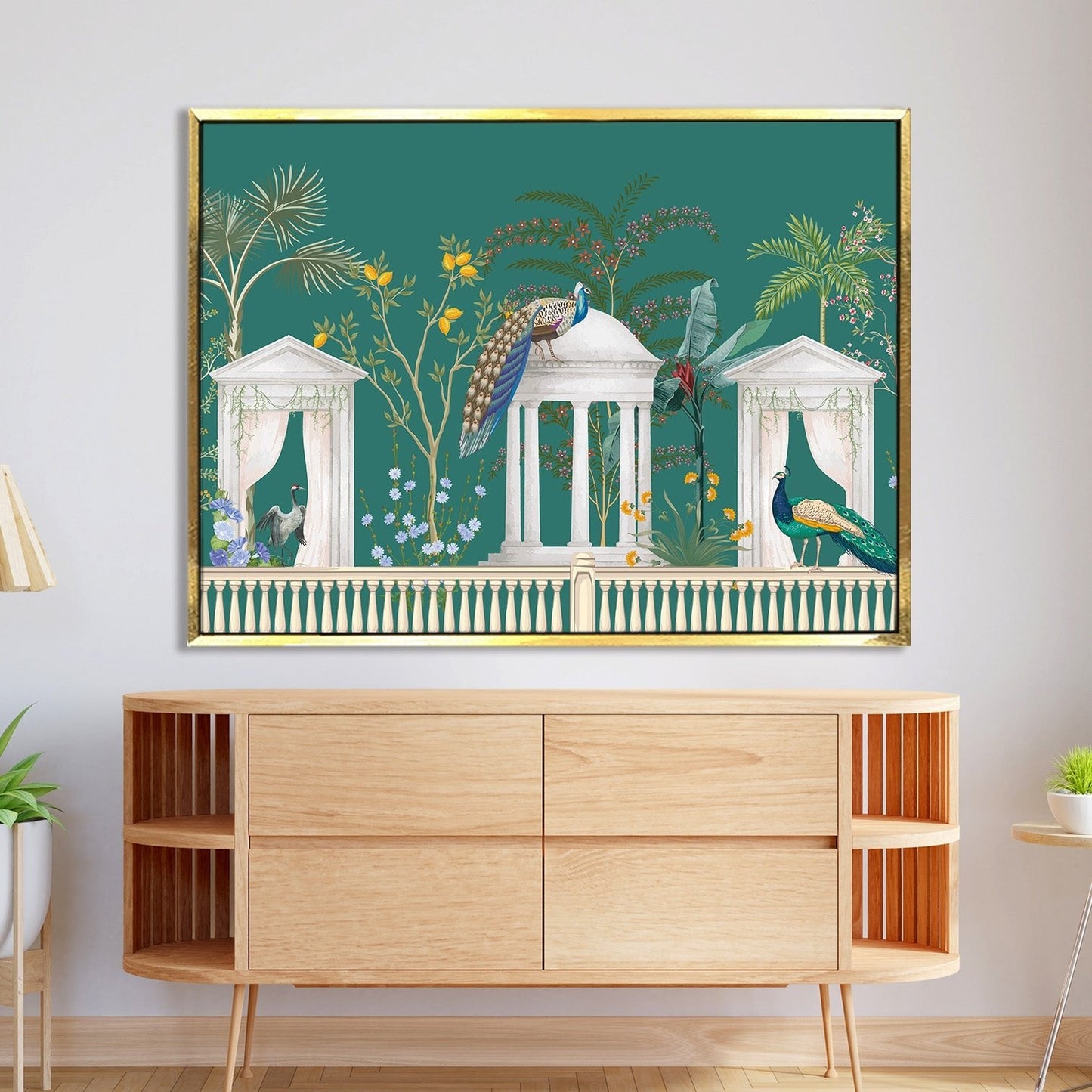 Mughal Garden & Peacock Exquisite Ethnic Wall Painting