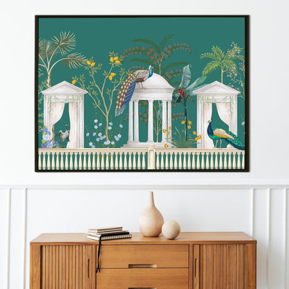 Mughal Garden & Peacock Exquisite Ethnic Wall Painting