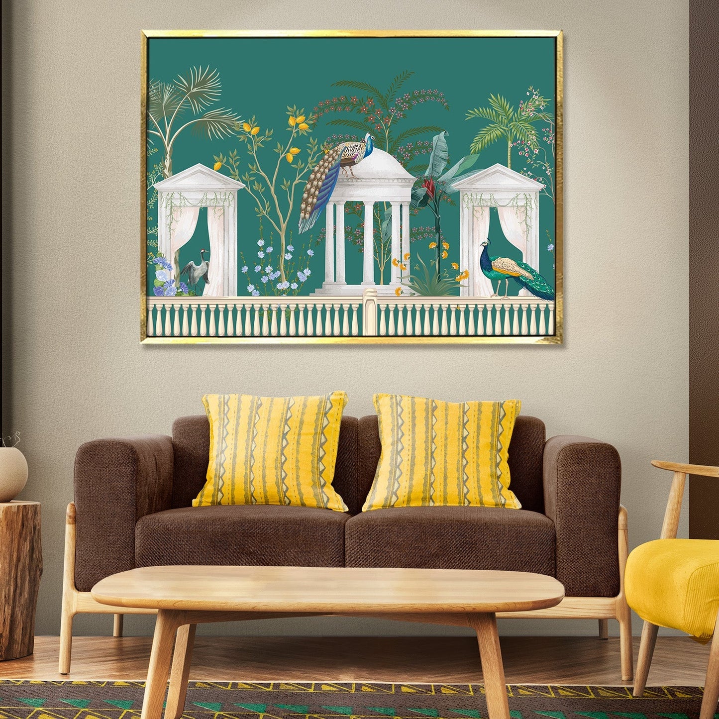 Mughal Garden & Peacock Exquisite Ethnic Wall Painting