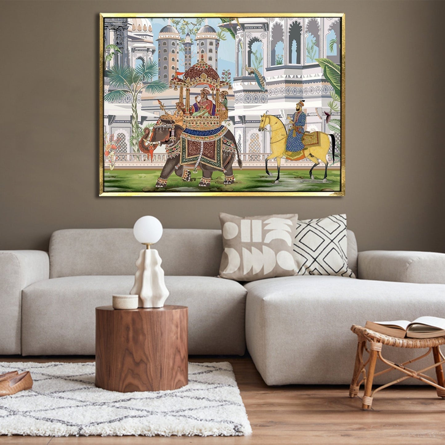 Mughal Queen Riding Elephant Canvas Wall Art