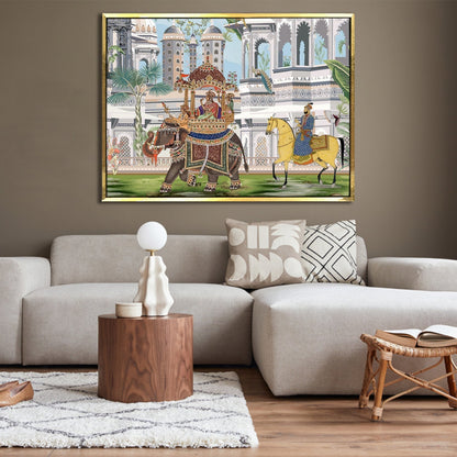 Mughal Queen Riding Elephant Canvas Wall Art