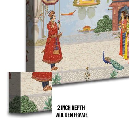 Mughal King Welcoming By Women Traditional Canvas Painting
