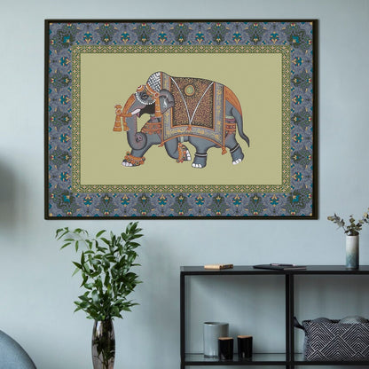 Mughal Elephat Madhubani Paintings Canvas Art