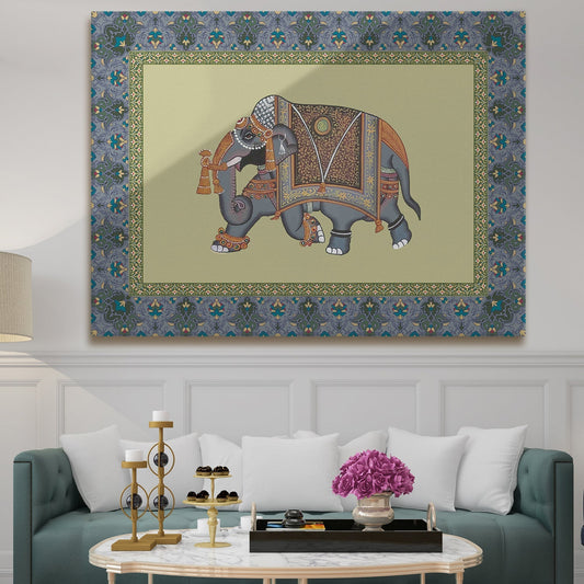 Mughal Elephat Madhubani Paintings Canvas Art