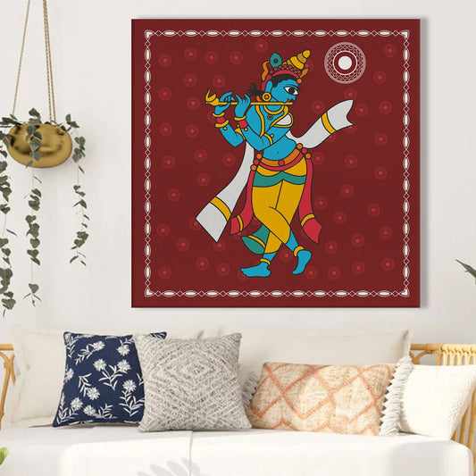 Krishna playing the flute Canvas Wall Art Painting