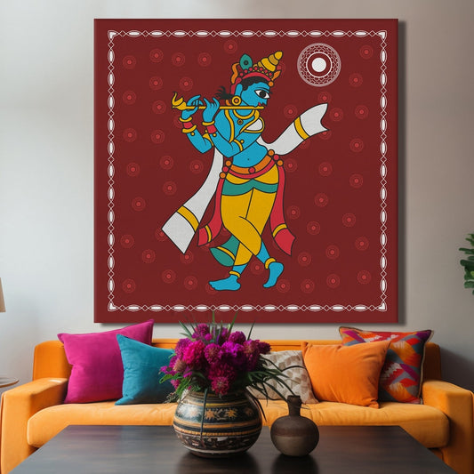  Krishna playing the flute Canvas Wall Art Painting