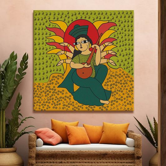 Kalighat Patachitra Canvas Wall Art  Painting 