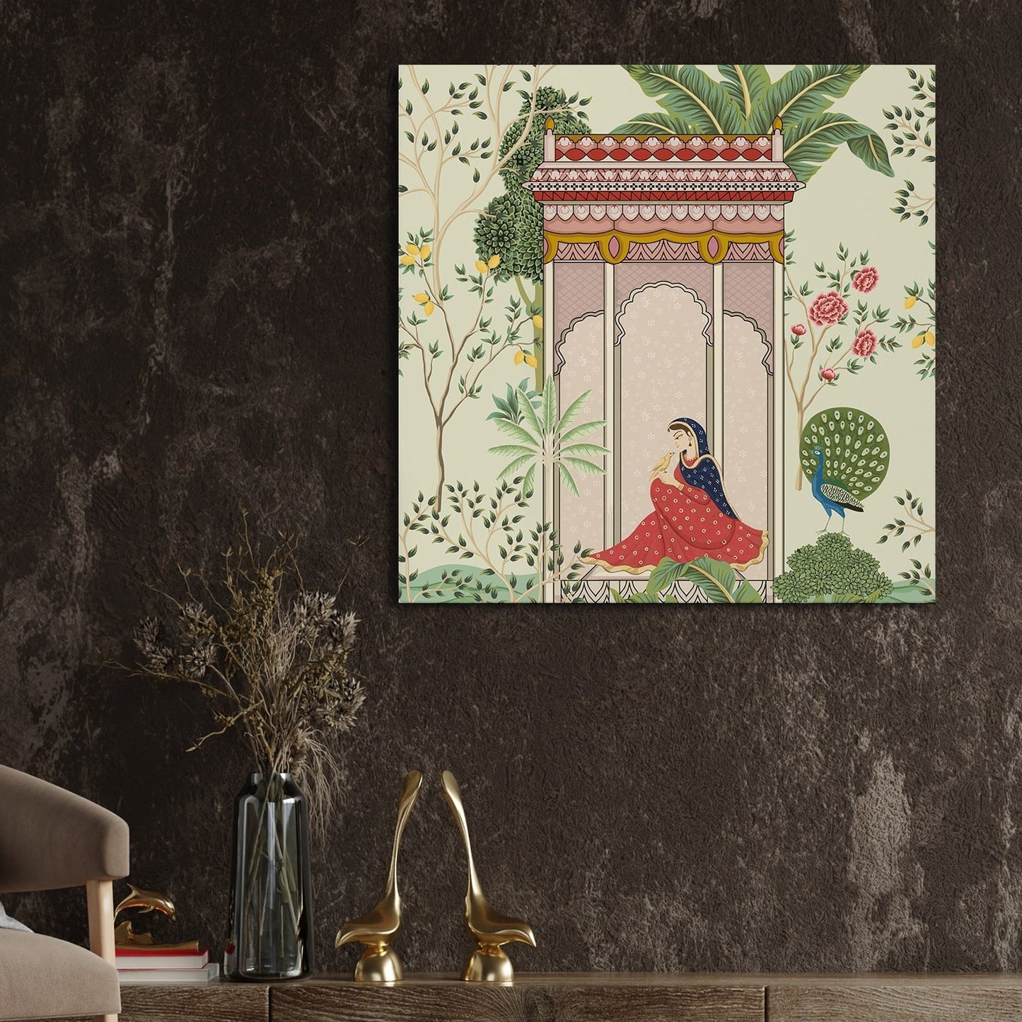 Mughal-style miniature Canvas Wall Art Painting 