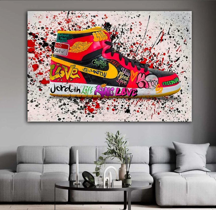 Red Graffiti Canvas Wall Art Painting