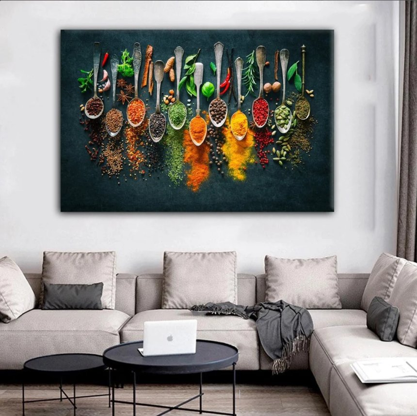 KITCHEN WALL ART Canvas Print, Spices Wall Art, Food Wall Art, Restaurant Decor, Food Art Print, Spices Art Print, Dining Room Wall Art