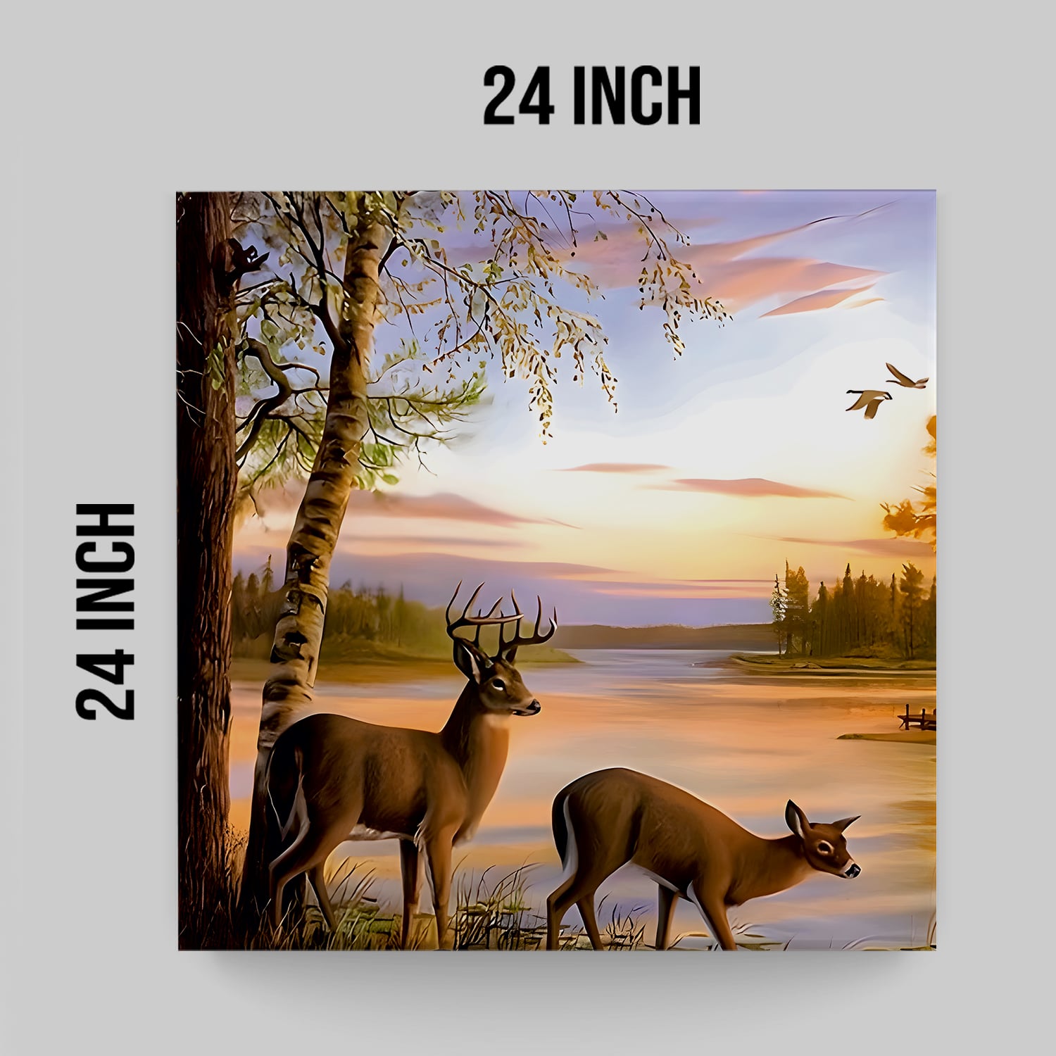 Deer by the River Canvas Wall Art Painting