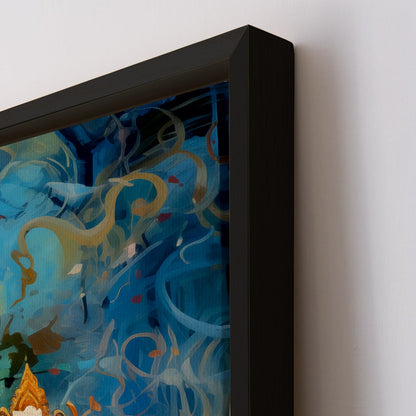 Large sized framed Lord Ganesha canavs painting for home and office. (GNWA02)