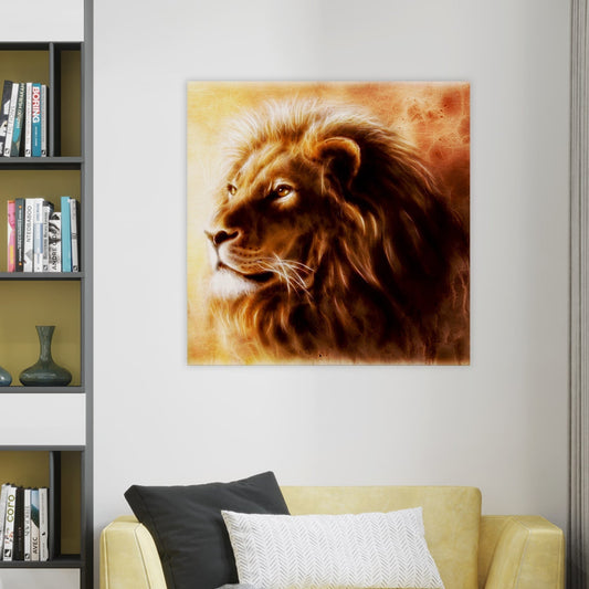 Brown Lion Wildlife Canvas Wall Art Painting 