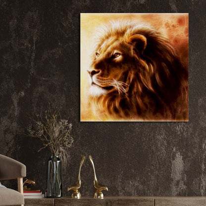 Brown Lion Wildlife Canvas Wall Art Painting 