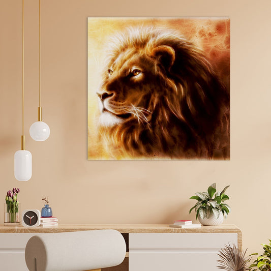 Brown Lion Wildlife Canvas Wall Art Painting 