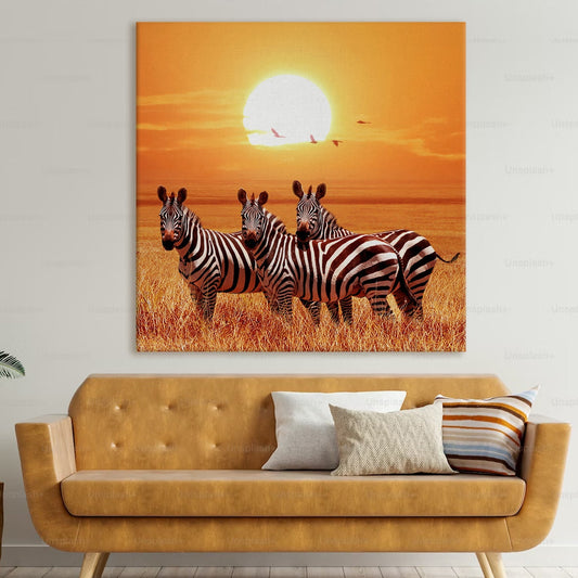 Large Zebra Wildlife Canvas Wall Art Painting 